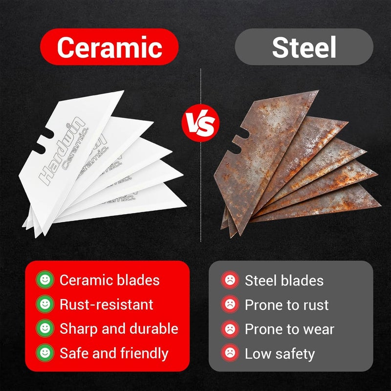 HARDWIN Premium Zirconia Ceramic Utility Knife Blades - 5Pack Replacement Blades, Rustproof & Long-Lasting for Craft Projects, Precision Box Cutting & Universal Utility Knives - Image 3